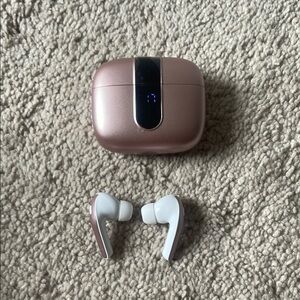 Rose Gold Wireless Earbuds with Charging Case